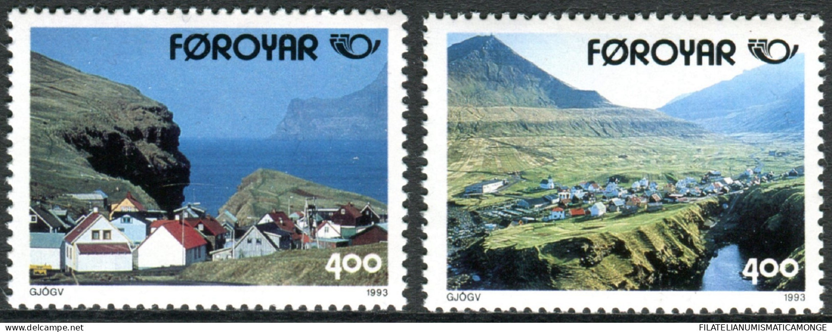 Feroe 1993 Correo 242/43 **/MNH Norden 93. Vistas De Gjogo (proc. De Carnet  (2 - Faroe Islands