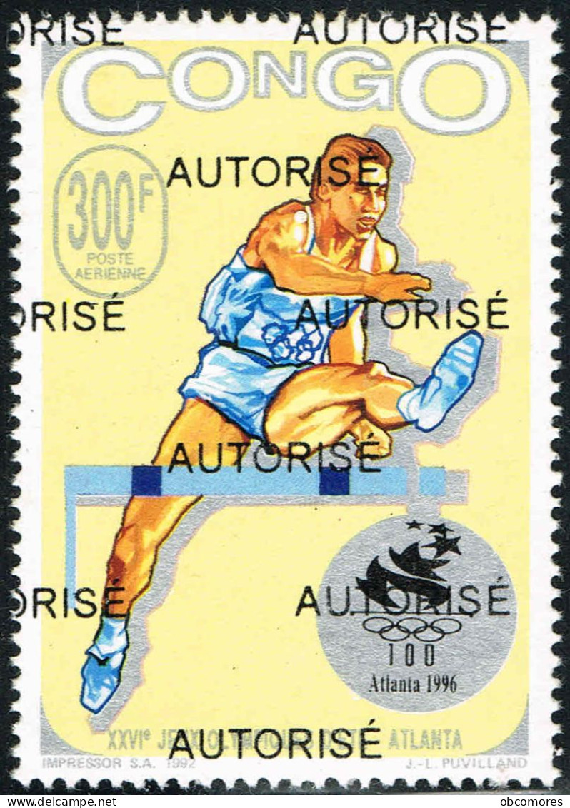 Congo Brazaville Surchargé Overprint AUTORISE 1998 - Mi 1536 Atlanta Olympics - Athletics Hurdle Race - MNH ** - Zomer 1996: Atlanta