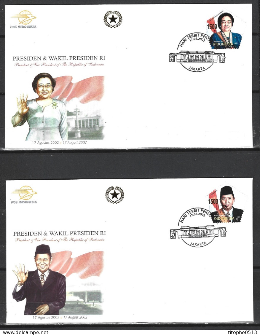 INDONESIE. N°1962-3 De 2002 Sur 2 Enveloppes 1er Jour. Président Et Vice-Président. - Indonesia