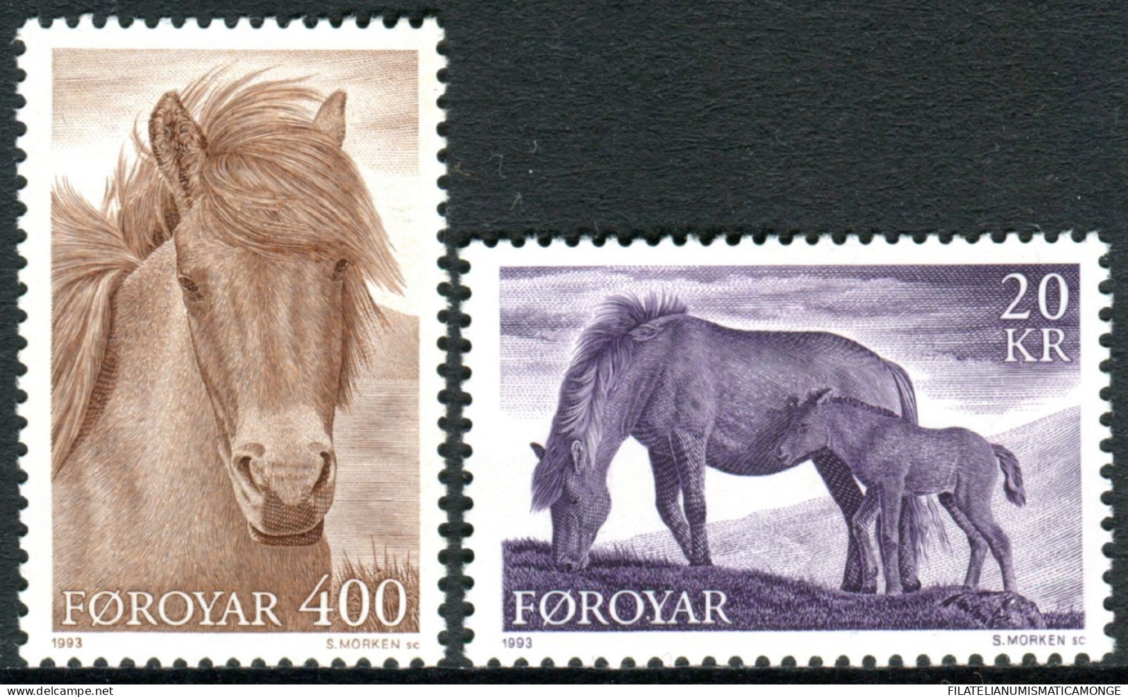 Feroe 1993 Correo 244/45 **/MNH Caballos De Raza (2 Sellos)  - Faroe Islands