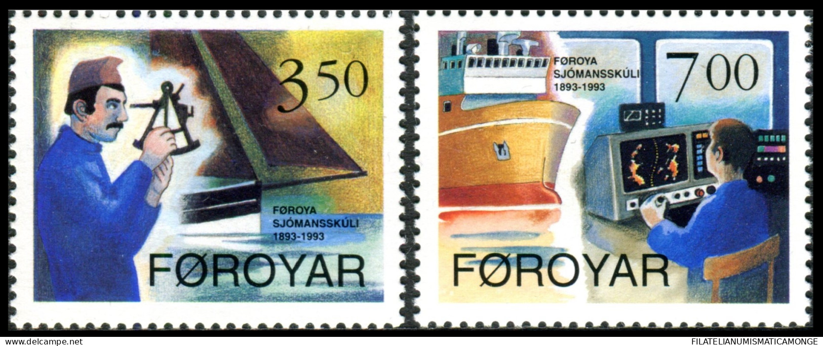 Feroe 1994 Correo 260/61 **/MNH Centenario Escuela Nautica (2 Sellos)  - Faroe Islands