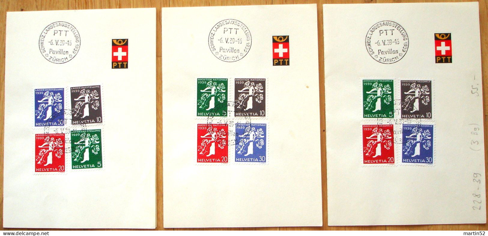 Schweiz Suisse EXPO 1939: Zu 228-239 Mi 344-355 Yv 329-340 Mit ET-o ZÜRICH 6.V.39 Pavillon (Zu CHF 600.00) - FDC