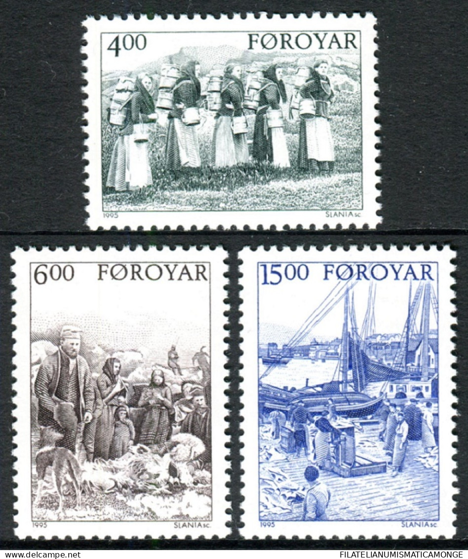 Feroe 1995 Correo 282/84 **/MNH Escenas Forma De Vida Antigua (3 Sellos)  - Faroe Islands