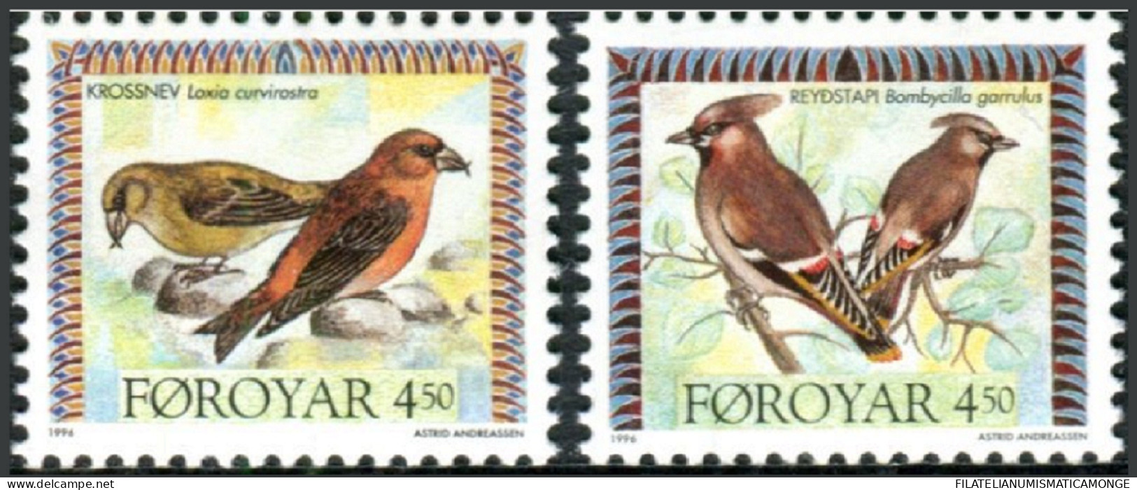 Feroe 1996 Correo 292/93 **/MNH Aves Migratorias (proc. De Carnet)  (2 Sellos)  - Faroe Islands