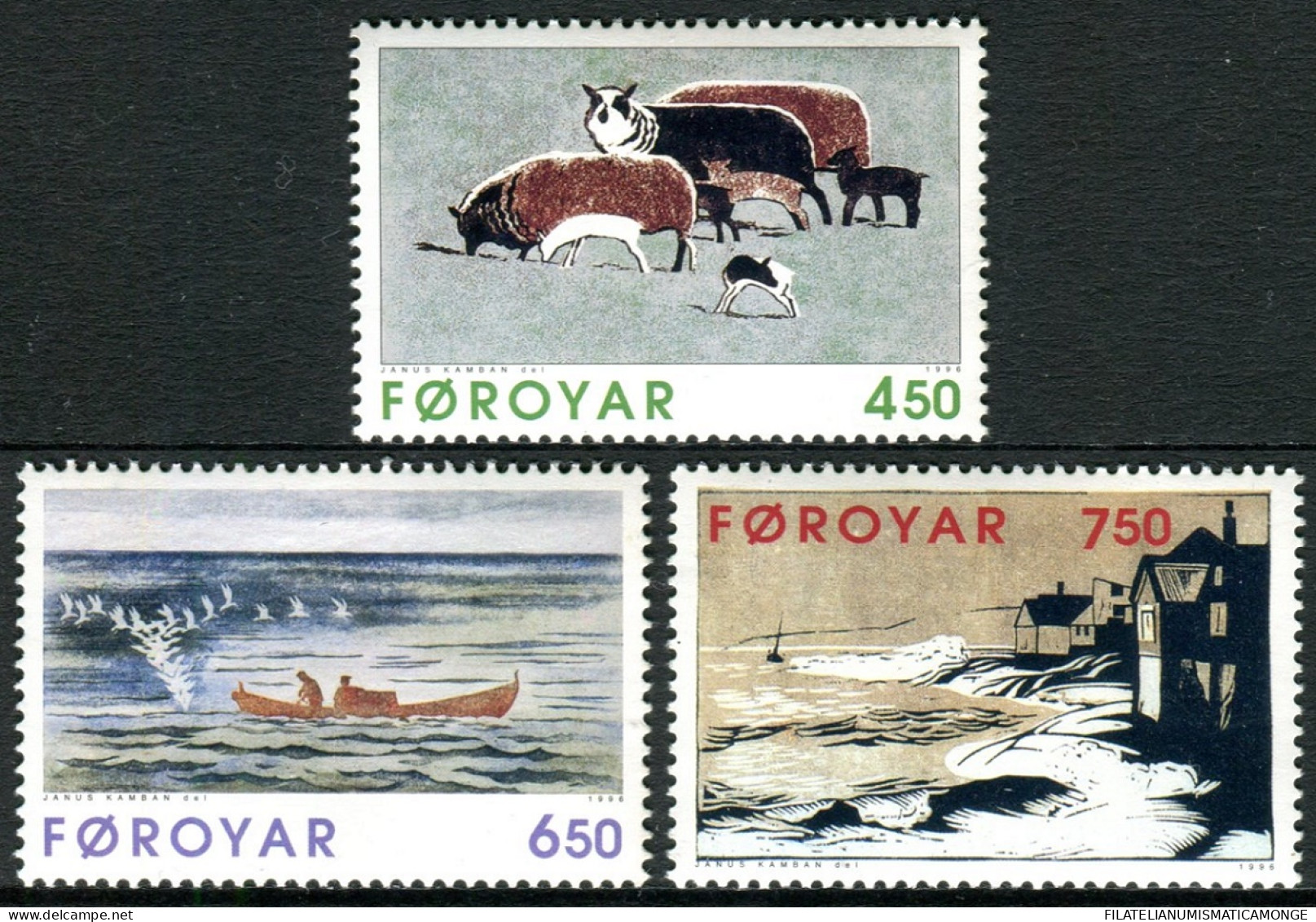 Feroe 1996 Correo 301/03 **/MNH Homenaje Janus Kamban (3 Sellos)  - Faroe Islands