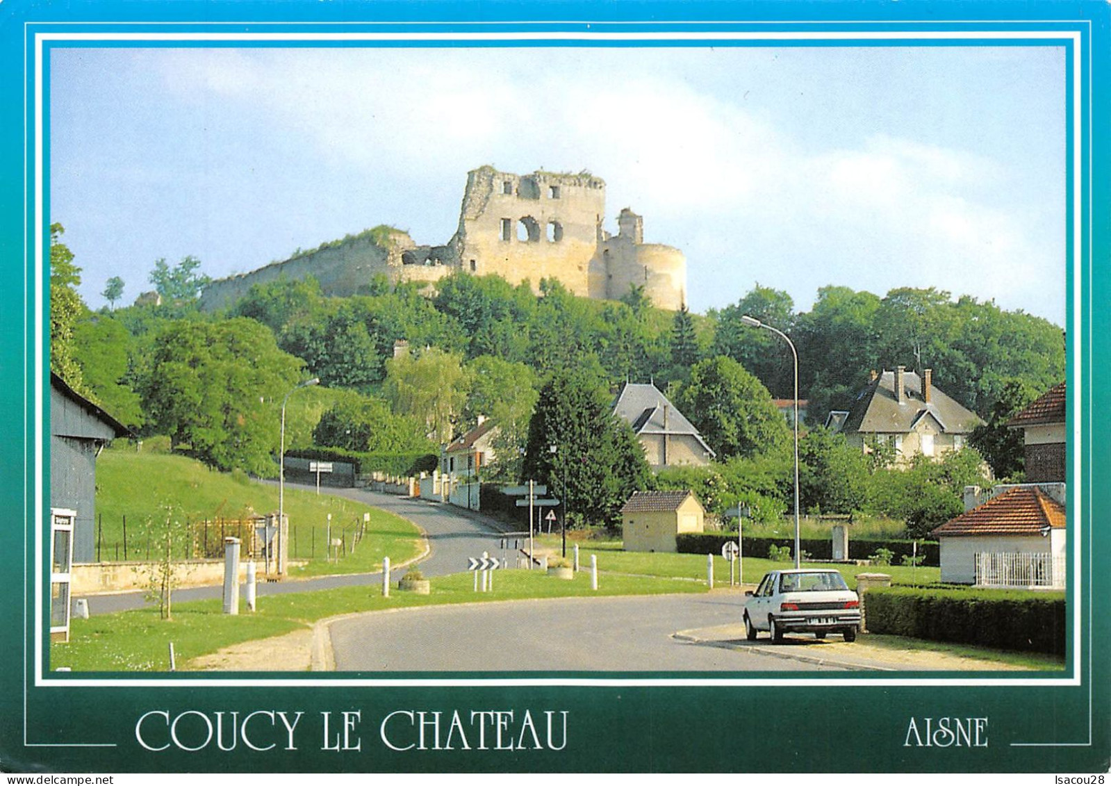 02 - COUCY LE CHATEAU VUE GENERALE SUR COUCY AVEC LES RUINES -TBE - VOIR SCAN - Other & Unclassified