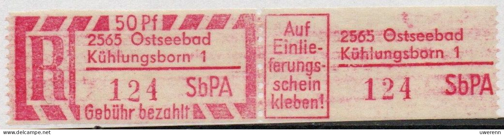 DDR Einschreibemarke Ostseebad Kühlungsborn SbPA Postfrisch, EM2B259-1I(1) Zh - Labels For Registered Mail