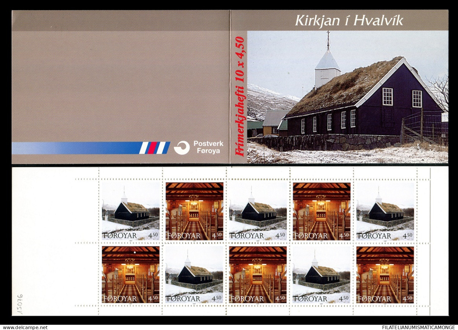 Feroe 1997 Correo 322.C **/MNH Carnet - Navidad. Iglesia De Hvalvik  - Isole Faroer