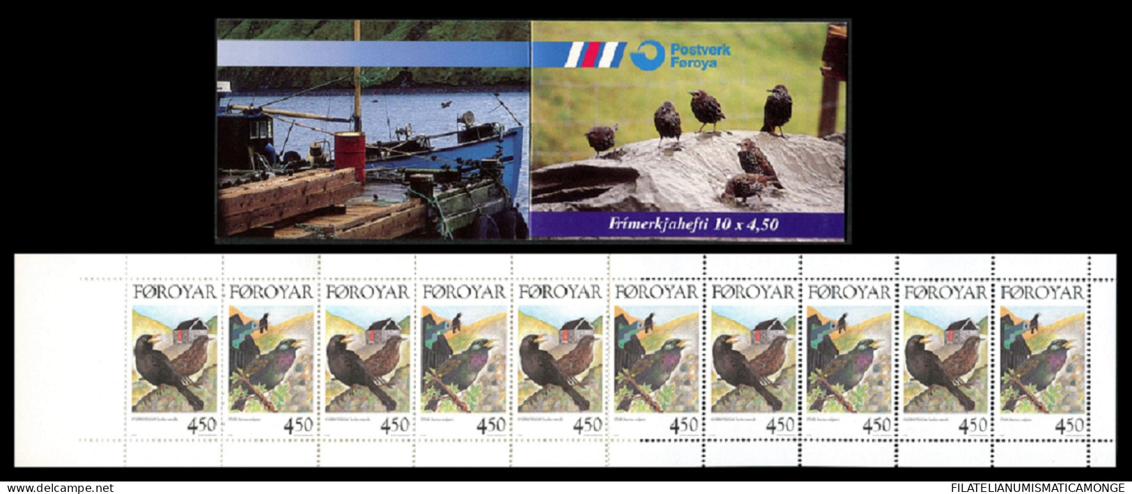 Feroe 1998 Correo 324.C **/MNH Carnet - Aves Sedentarias  - Isole Faroer