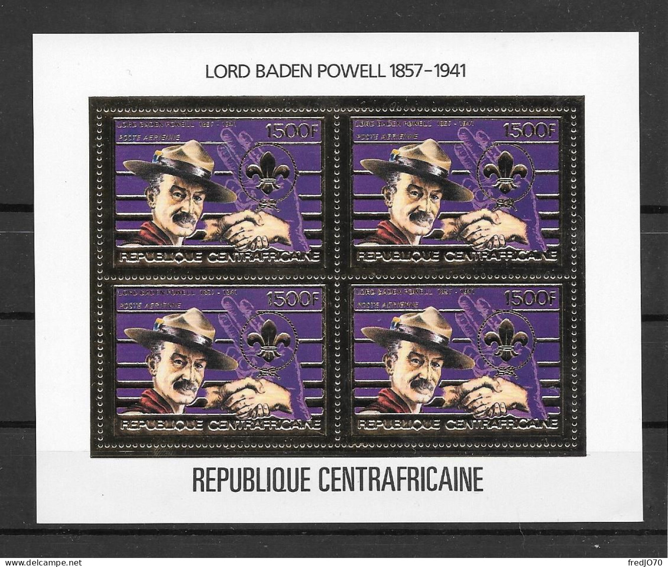 Centrafrique Central Africa Feuillet Or Gold Baden Powell ** - Unused Stamps