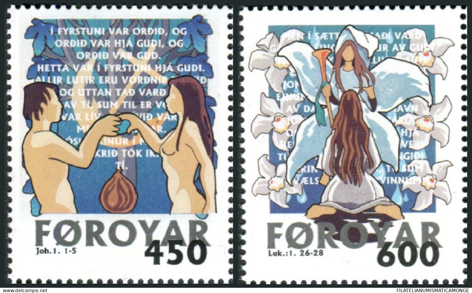 Feroe 1999 Correo 362/63 **/MNH Navidad 1999 (2 Sellos)  - Faroe Islands