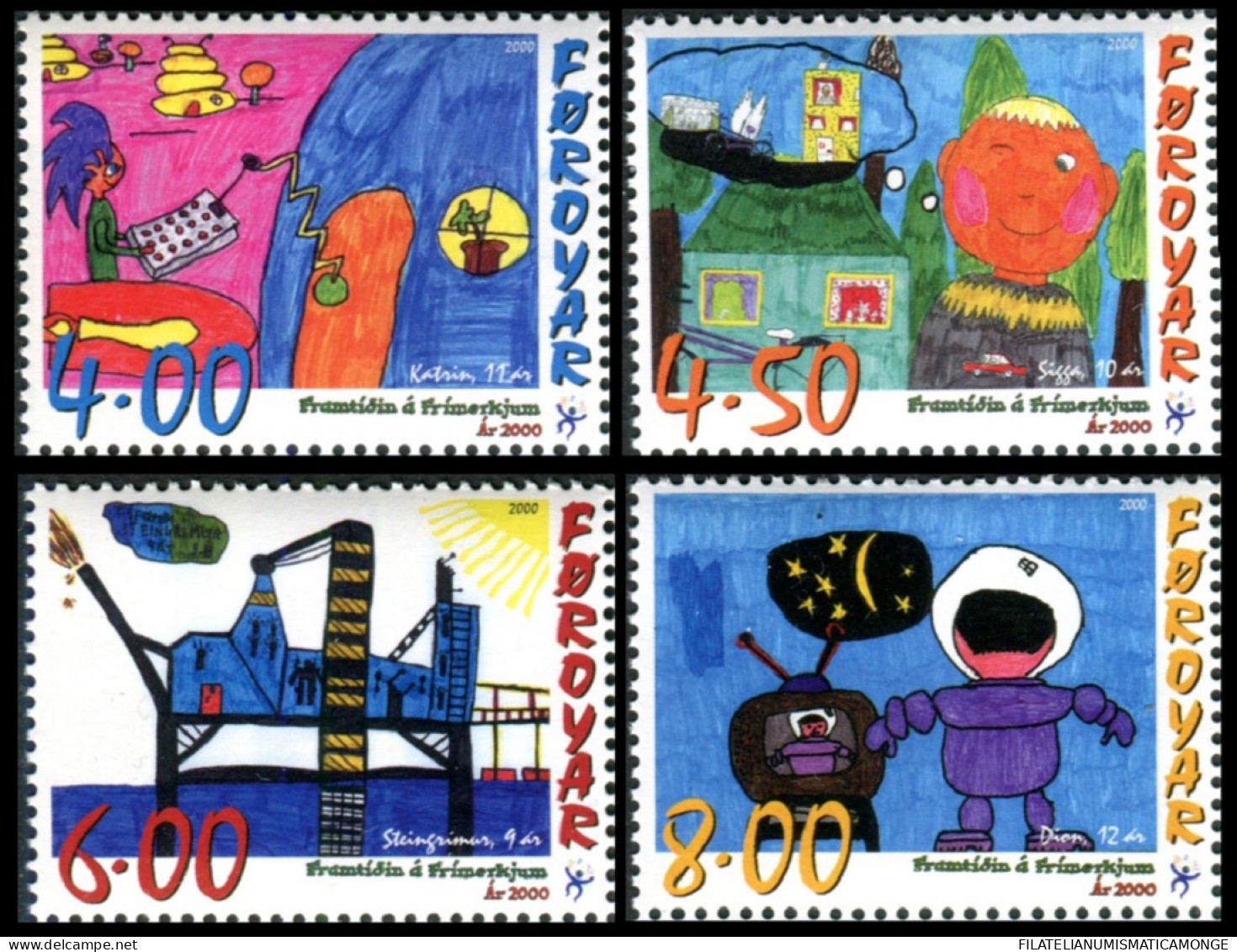 Feroe 2000 Correo 365/68 **/MNH Dibujos De Niños Sobre El Futuro (4 Sellos)  - Faroe Islands