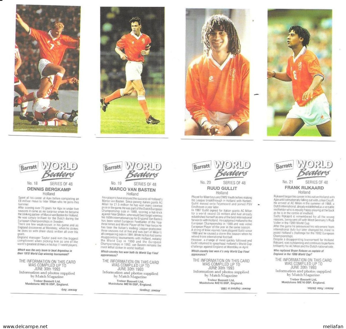 GF2104 - BASSETT CARDS - FRANK RIJKAARD - MARCO VAN BASTEN - DENNIS BERGKAMP - RUUD GULLIT - Trading-Karten