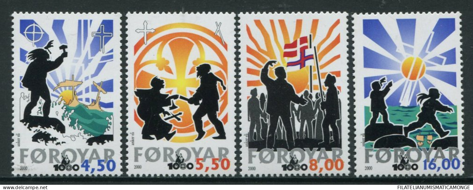 Feroe 2000 Correo 371/74 **/MNH 1000 Años Del Cristianismo (4 Sellos)  - Isole Faroer