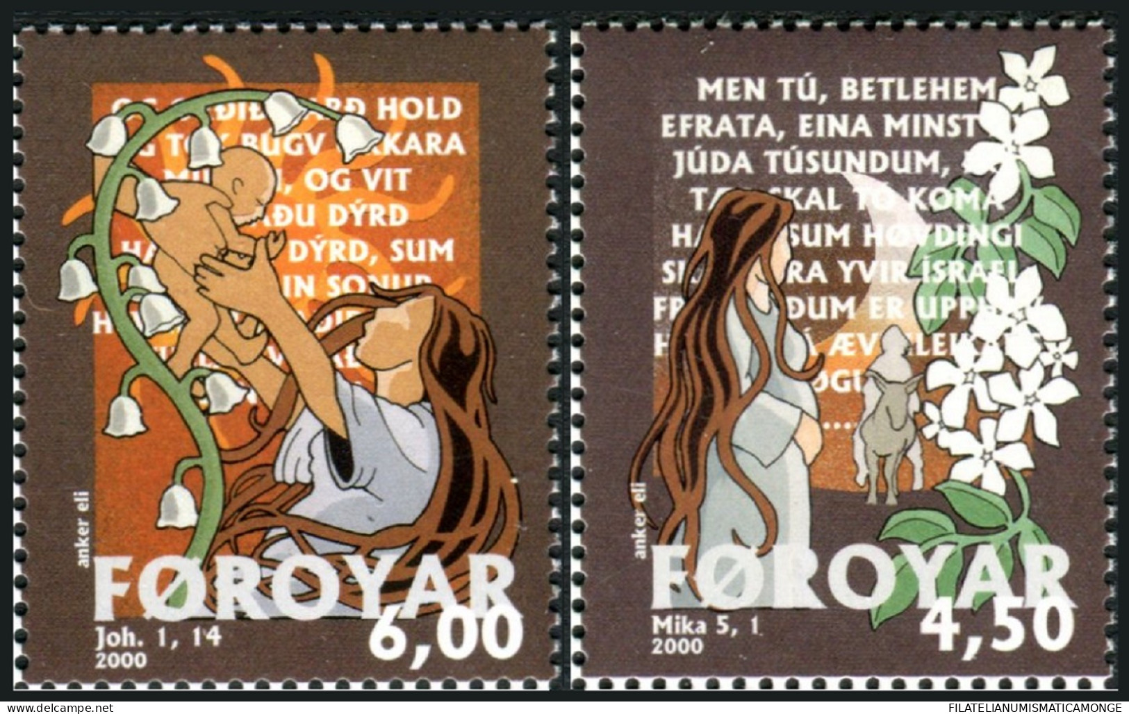 Feroe 2000 Correo 381/82 **/MNH Navidad 2000  - Faroe Islands