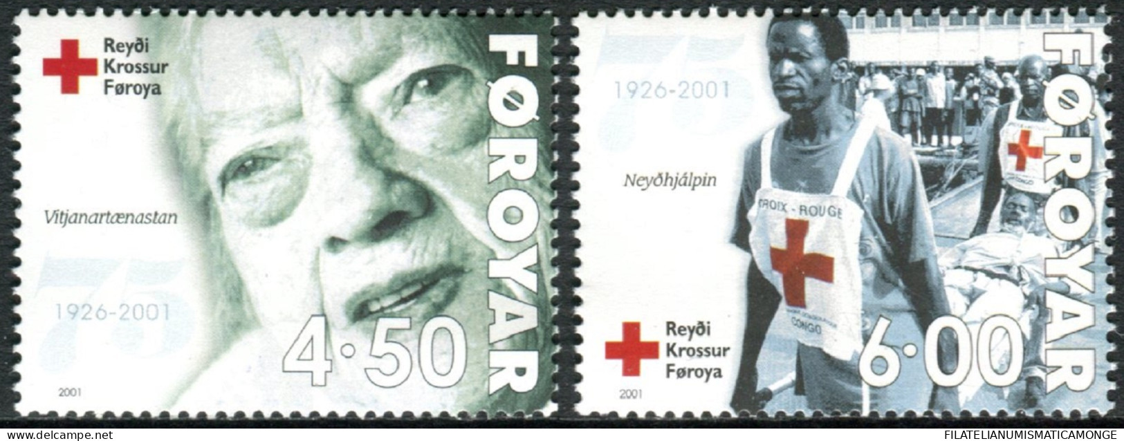 Feroe 2001 Correo 383/84 **/MNH 75 Aniv. De La Cruz Roja (proc. De Carnet)   (2 - Faroe Islands