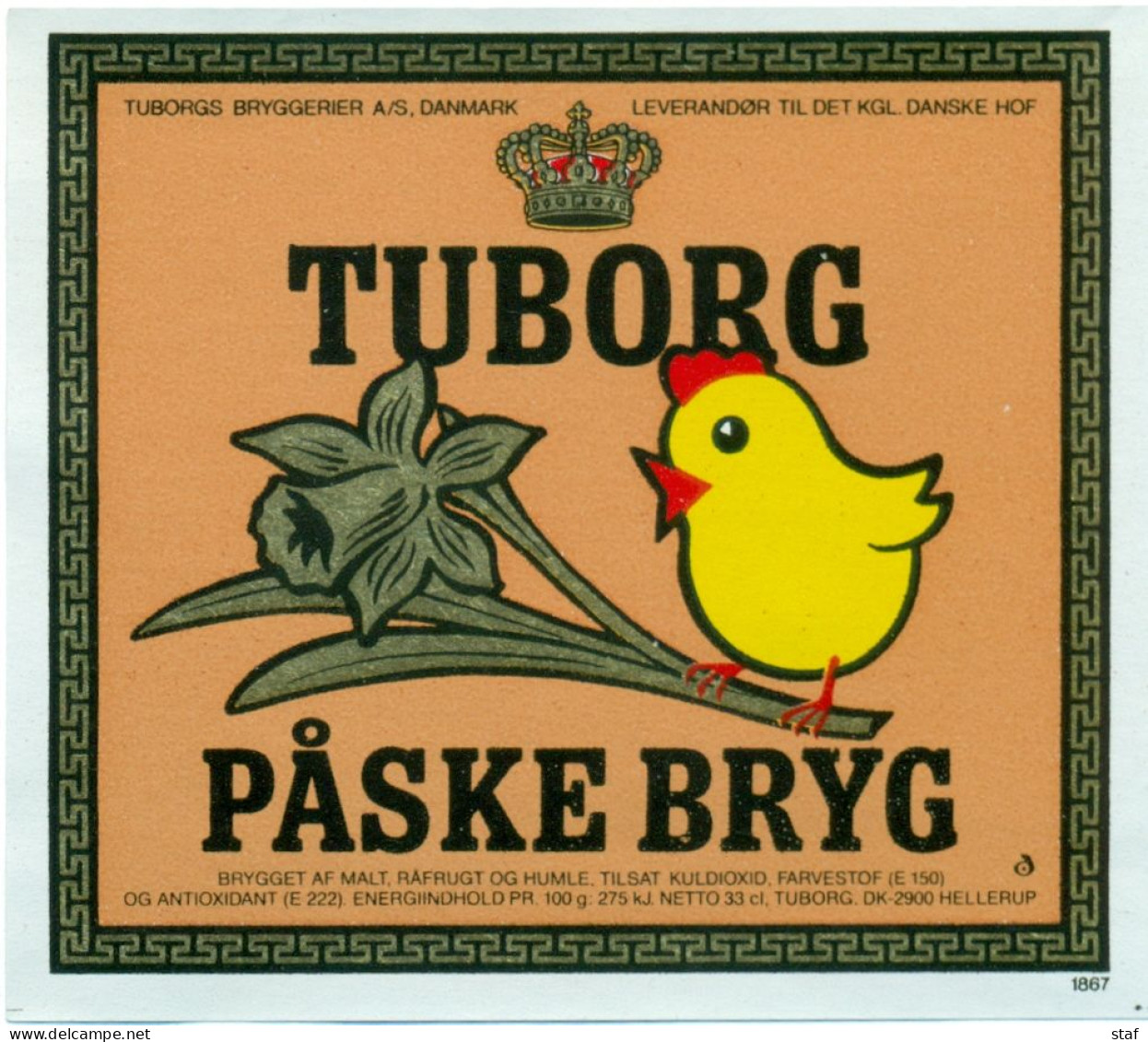 Oud Etiket Bier Tuborg  Paske Bryg - Brouwerij / Brasserie Tuborg Breweries - Bière