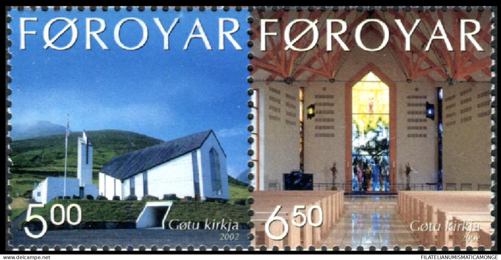 Feroe 2002 Correo 430/31 **/MNH Navidad. Iglesia De Gota  (proc. De Carnet)   ( - Isole Faroer