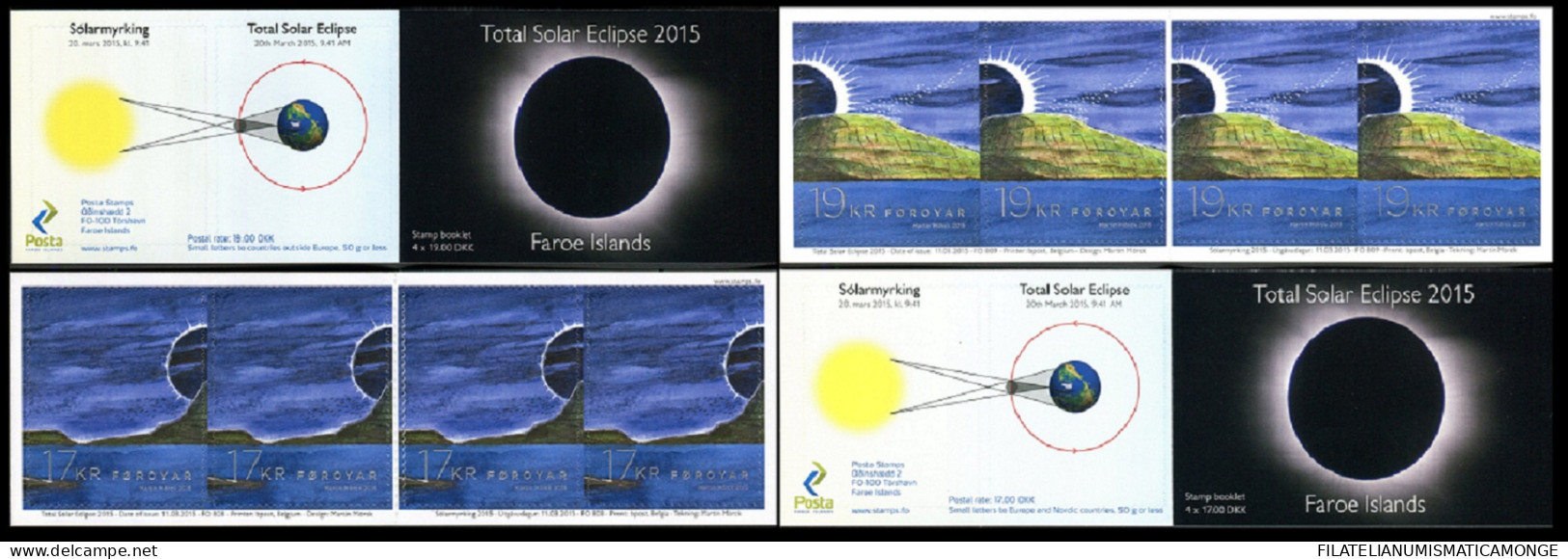 Feroe 2015 Correo 826/27 C **/MNH Carnet  - Eclipse Solar (2 Carnets)  - Faroe Islands