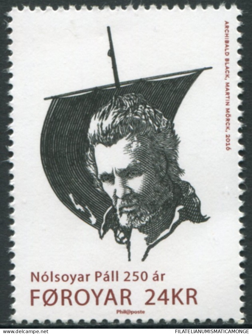 Feroe 2016 Correo 853 **/MNH 250 Aniv. Nacimiento Nolsoyar Pall  - Faroe Islands