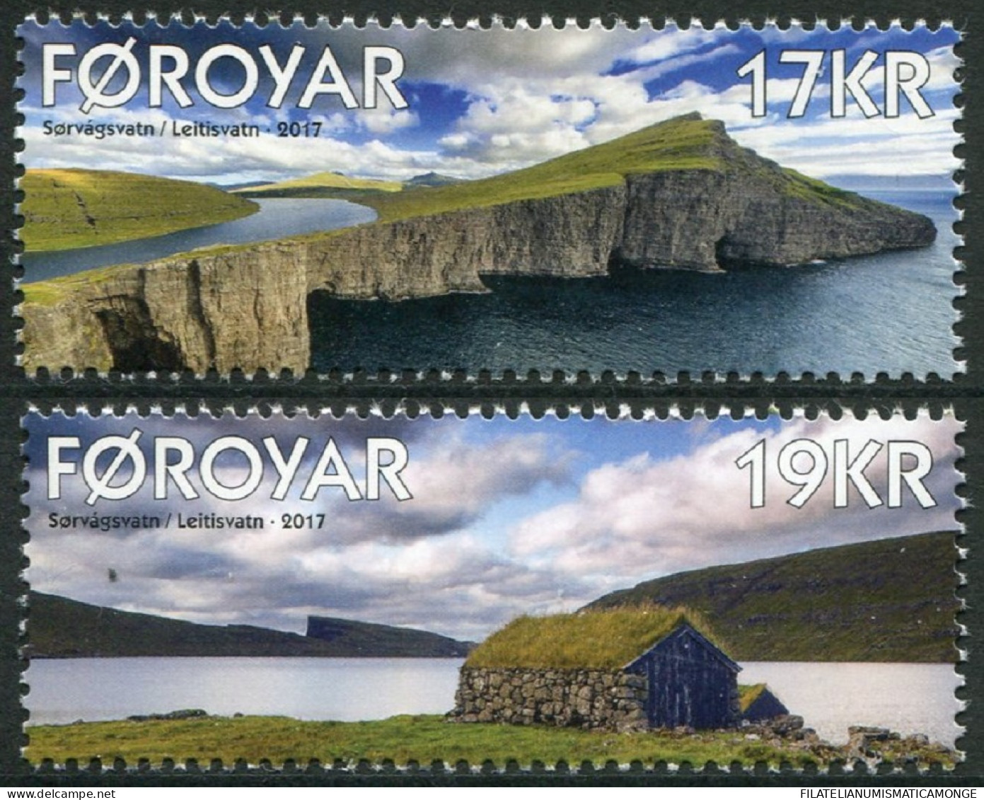 Feroe 2017 Correo 883/84 **/MNH Leitisvatn/ Sorvagsvatn. Lago Más Grande  (2 Se - Faroe Islands