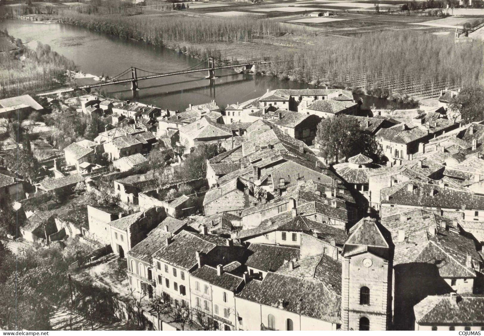 82 - AUVILLAR _S28025_ La Tour De L'Horloge Et Le Pont Suspendu Sur La Garonne - SOFER - CPSM 15x10 Cm - Auvillar