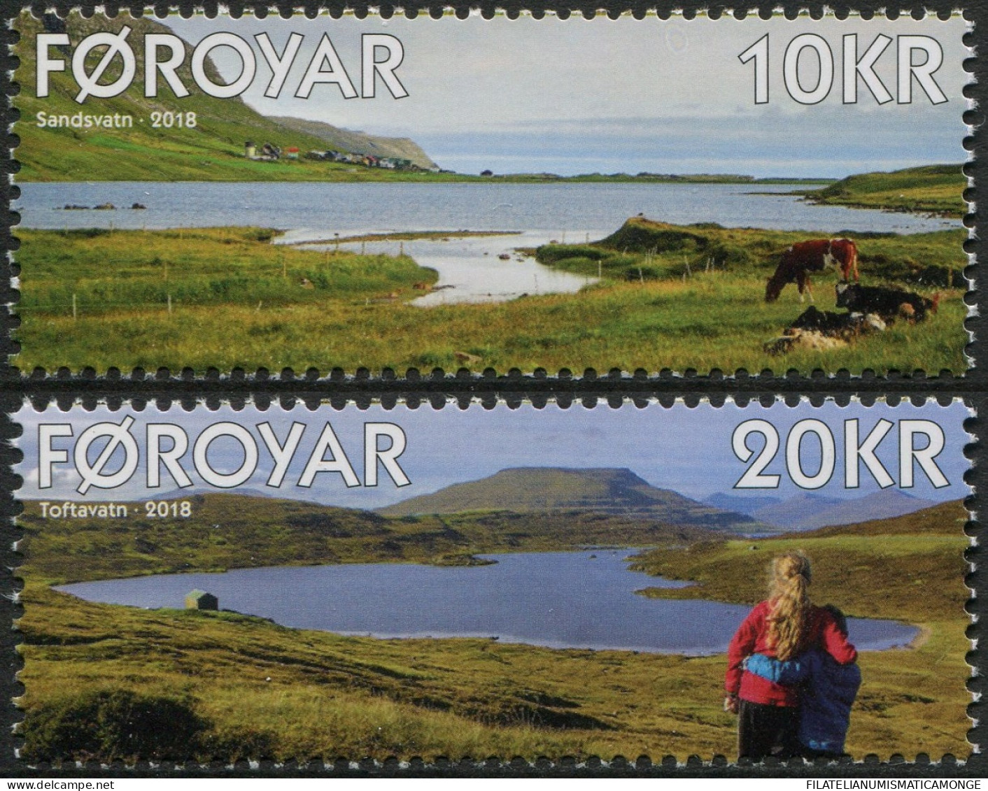 Feroe 2018 Correo 910/11 **/MNH Sandsvatn /Toftavatn. Lagos Más Grandes  (2 Sel - Faroe Islands