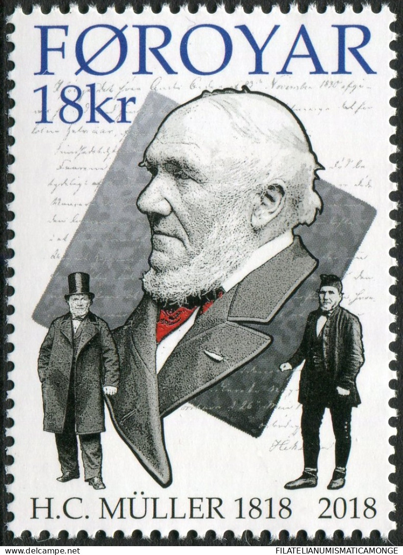 Feroe 2018 Correo 909 **/MNH Bicent. Nac.  H. C. Müller /1º Administrador De Co - Féroé (Iles)