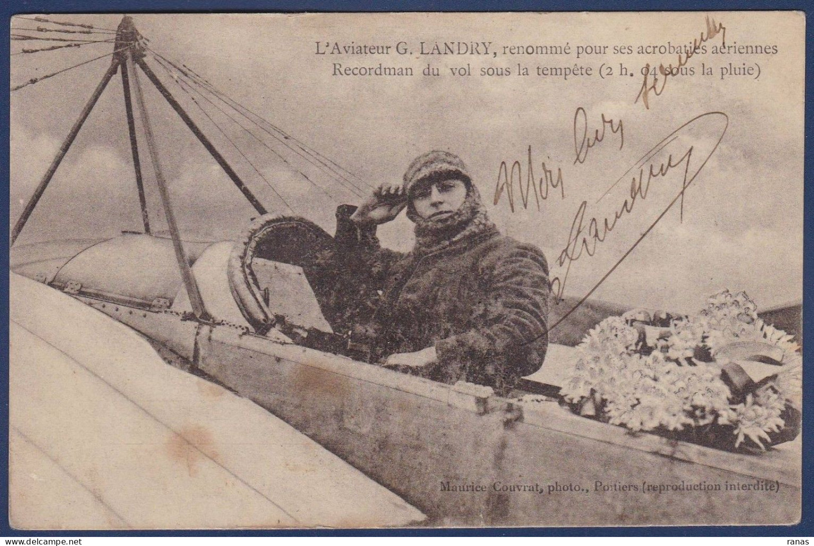 CPA Aviation Autographe Signature De LANDRY Pilote Aviateur - Aviators & Astronauts