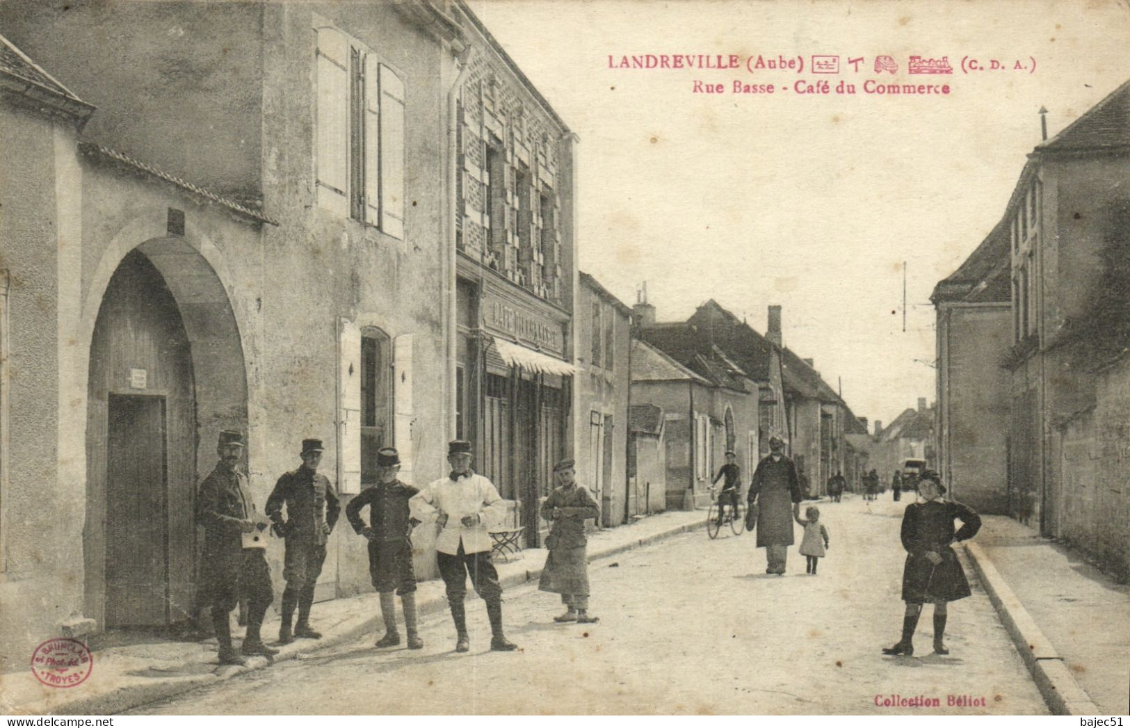 Landreville - Rue Basse - Café Du Commerce "animés" - Autres & Non Classés