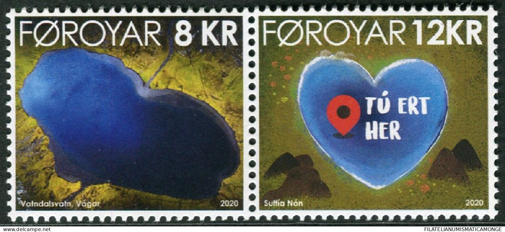 Feroe 2020 Correo 964/65 **/MNH Lago Corazon (2 Sellos)  - Färöer Inseln