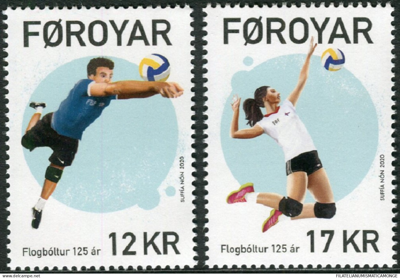 Feroe 2020 Correo 966/67 **/MNH Deporte : 125 Aniv. Voleibol (2 Sellos)  - Féroé (Iles)