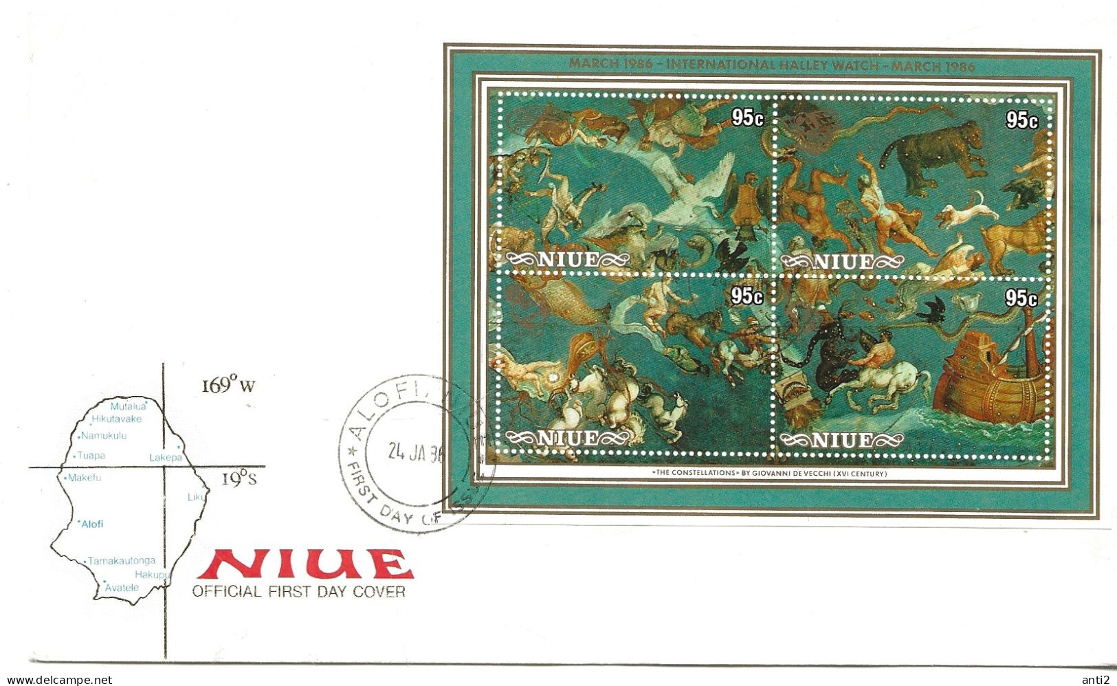 Niue 1986  Halleys Comet Mi Bloc 996, FDC - Niue