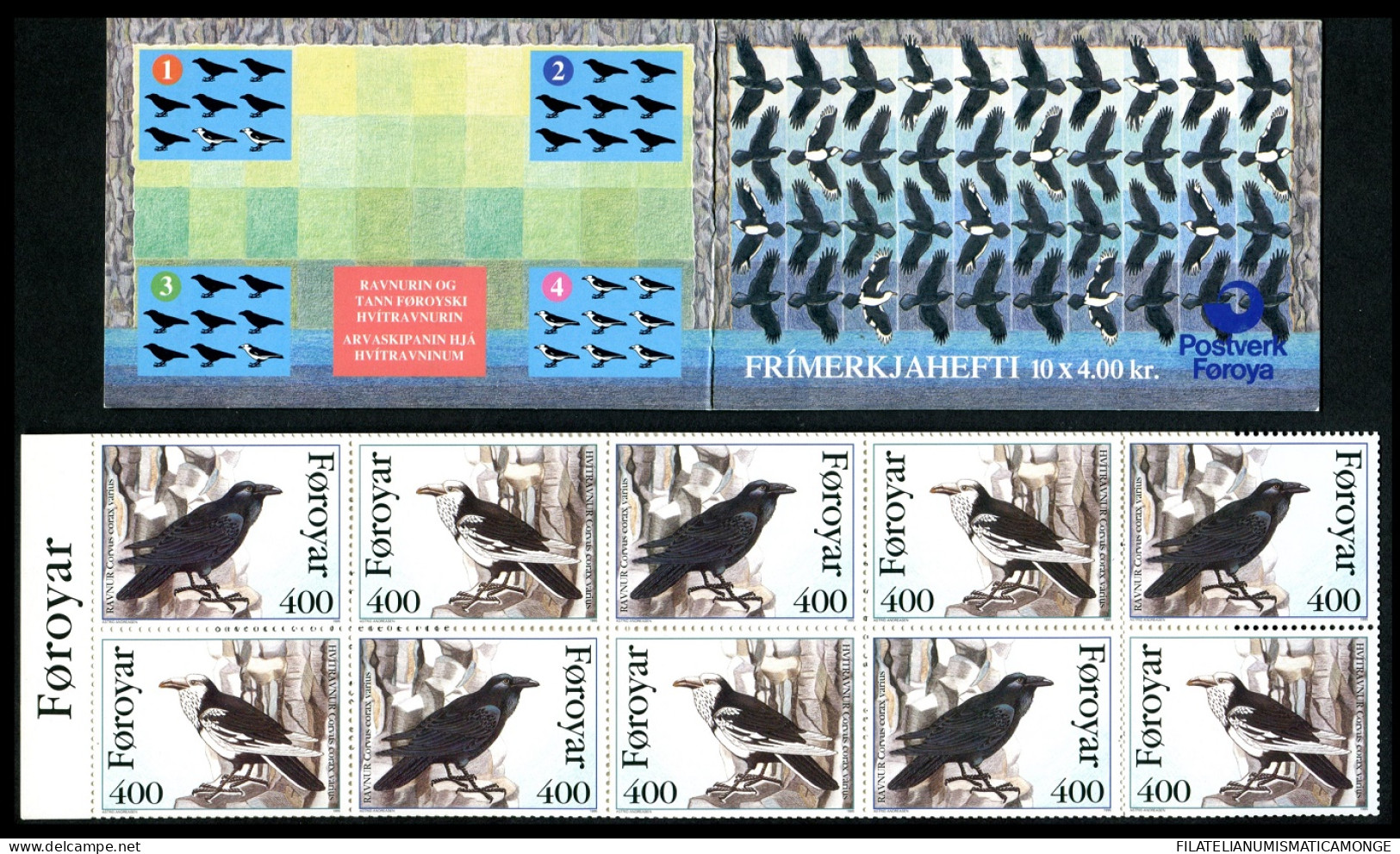 Feroe 1995 Correo 279 C **/MNH Carnet - Fauna Especifica. Cuervo  - Faroe Islands