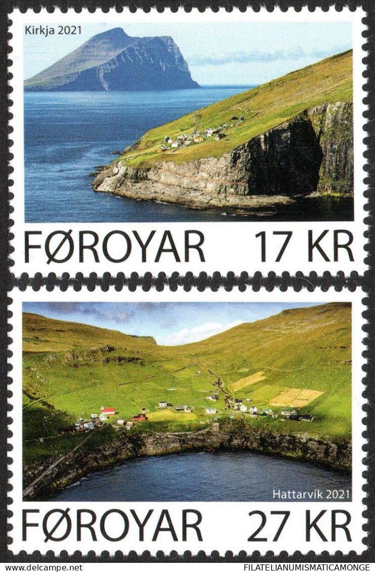 Feroe 2021 Correo 996/97 **/MNH Kirkja Y Hattarvík (2 Sellos)  - Isole Faroer