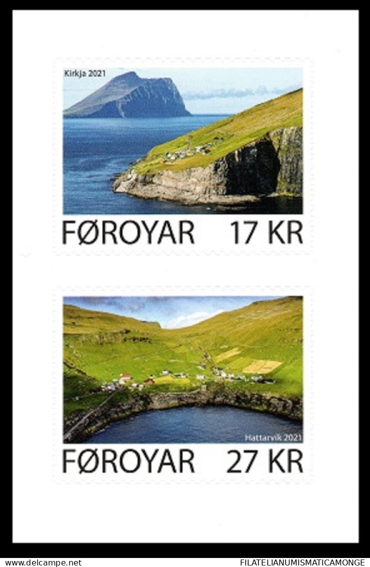 Feroe 2021 Correo 998/99 **/MNH Kirkja Y Hattarvík (2 Sellos) Adh  - Faroe Islands