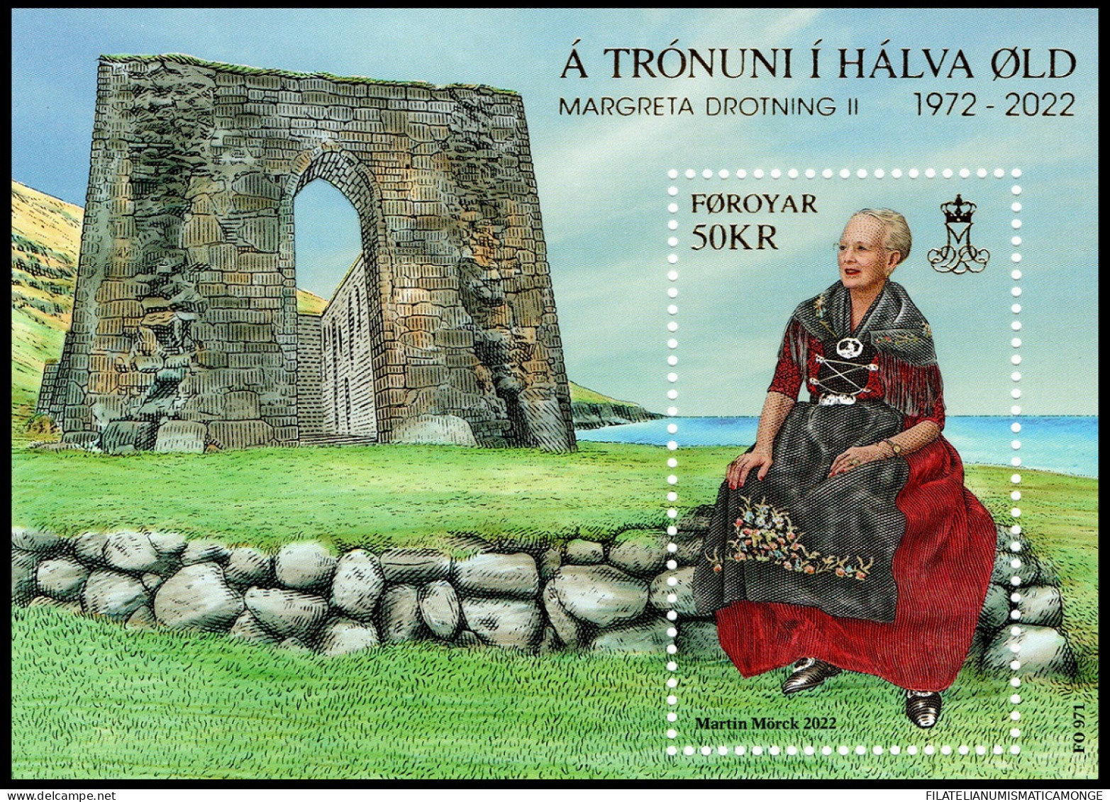 Feroe 2022 Correo 1026 HB **/MNH 50 Aniv. Coronacion De La Reina Margarita II - - Faroe Islands