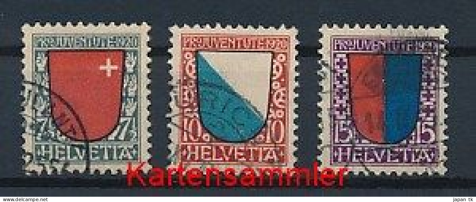 SCHWEIZ Mi. Nr. 153-155 „Pro Juventute“: Wappen - Siehe Scan - Used - Oblitérés