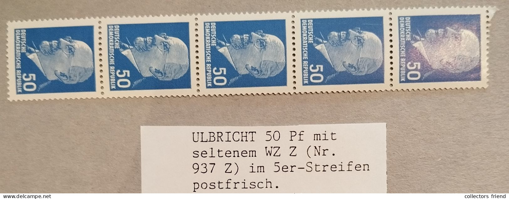 GDR DDR - W. Ulbricht - Mi 845 Y, 846 Z, 848 Y Und 937 Z - Je Im 5er-Streifen - MNH** - Ungebraucht