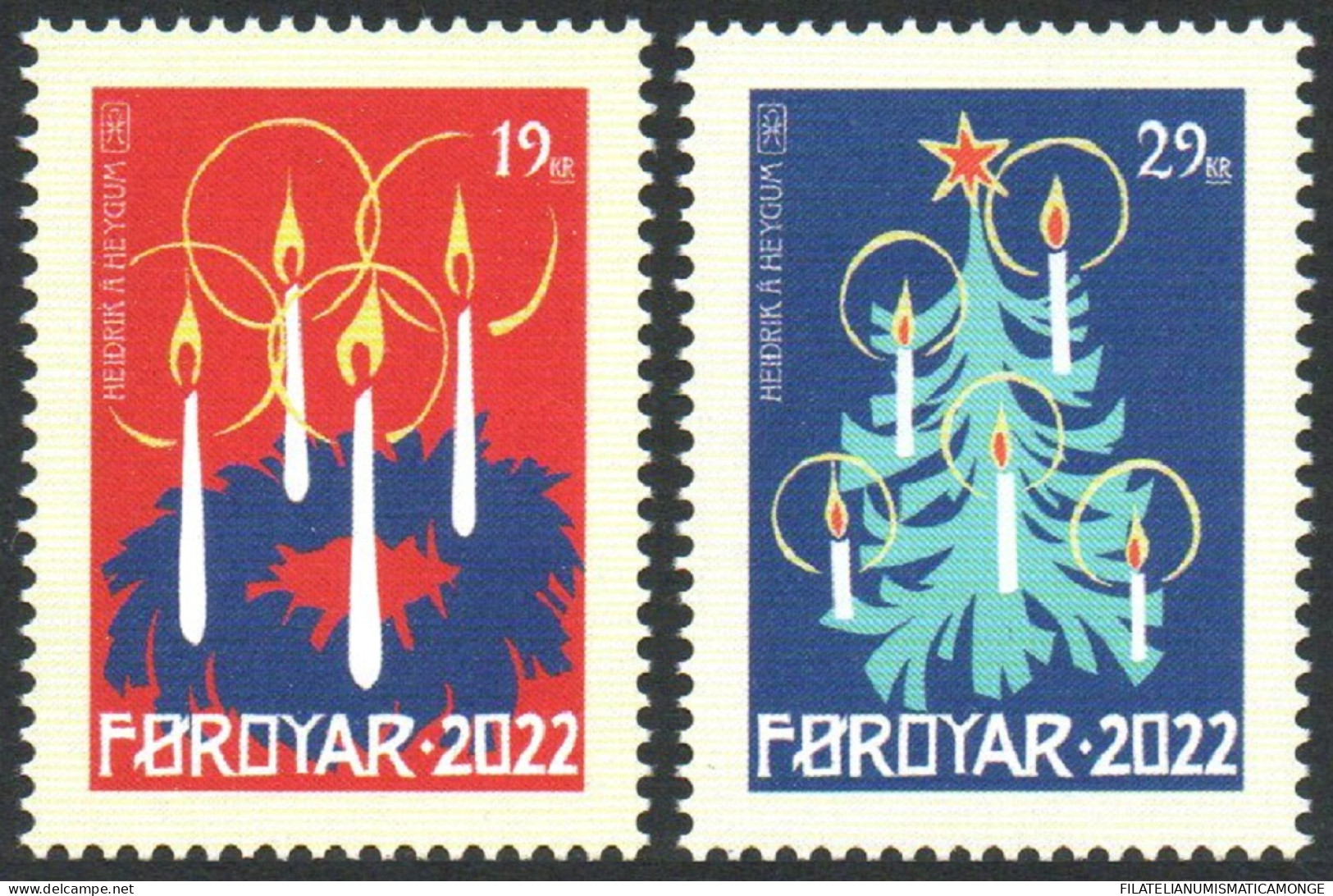 Feroe 2022 Correo 1049/50 **/MNH Navidad (2 Sellos)  - Färöer Inseln