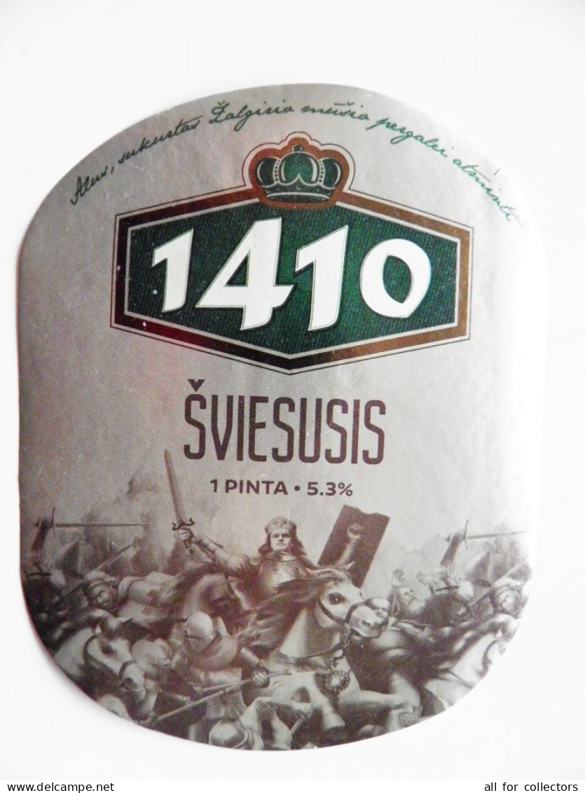 Beer Bier Label Lithuania Zalgiris Battle Of Grunwald Sward Horses Crown - Cerveza