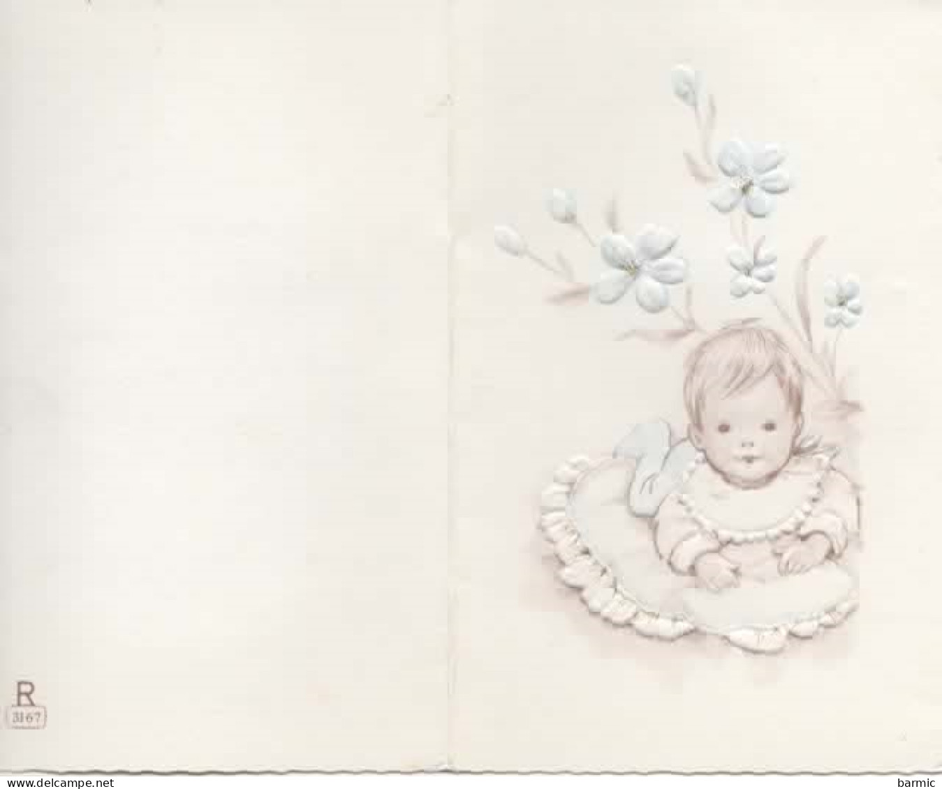 FAIRE PART DE NAISSANCE, BB SUR L HERBE FLEURS, CENDRIC SCHWERKOFFER NE LE 11/10/1973 COULEUR  REF 15559 - Geburt & Taufe