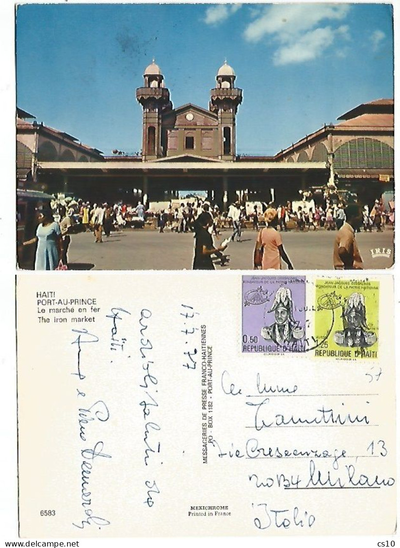 Hiati Marché En Fer - Iron Market Color Pcard 17jul1977 X Italie Avec 2 Timbres - Haïti