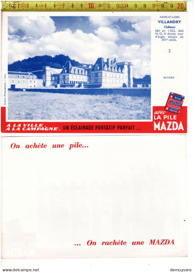 SOLDE 2003 -  PILE MAZDA - VILLANDRY CHATEAU   - BUVARD - Advertising