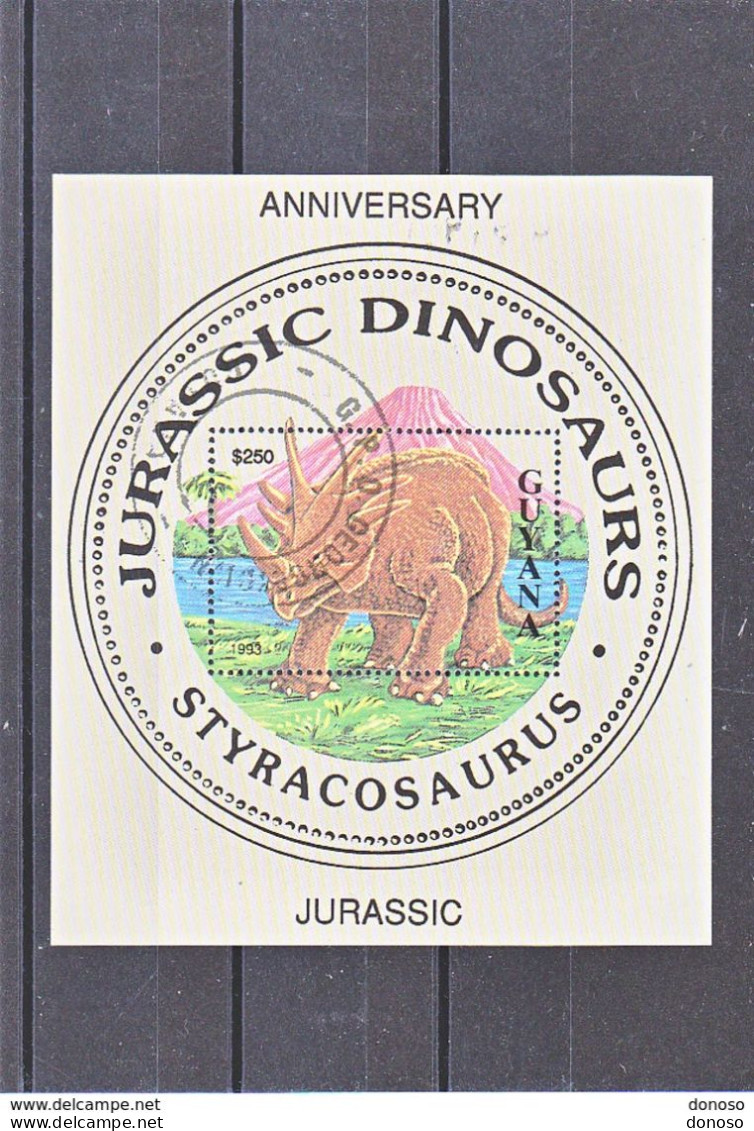GUYANA 1993 DINOSAURE STYRACOSAURUS BLOC 274 Oblitéré,used. - Guyana (1966-...)