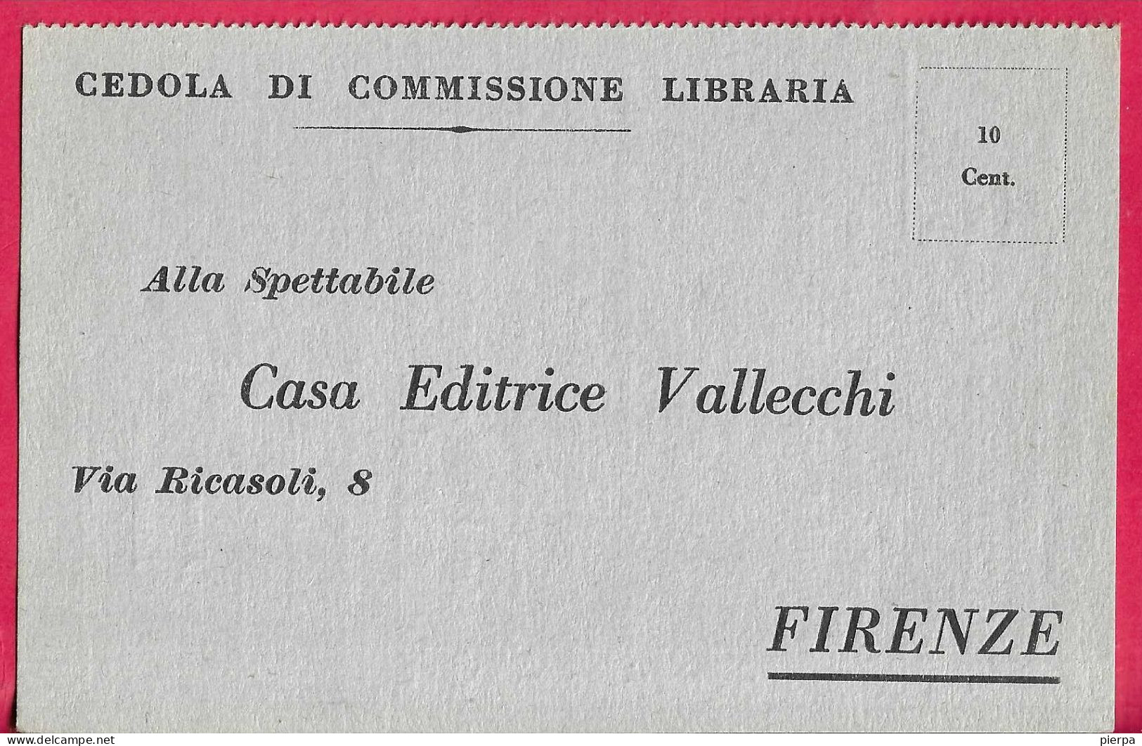 CEDOLA DI COMMISSIONE LIBRARIA VALLECCHI - NUOVA - Unclassified