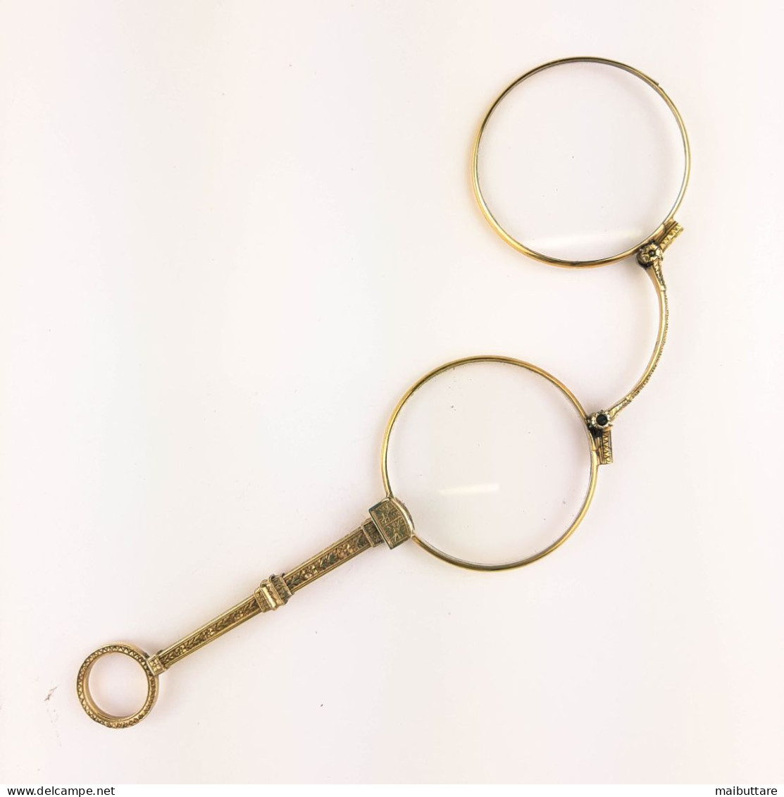 Occhiali A Scatto Antichi In Oro Giallo Modello Lorgnette Stile Impero Da Tasca Databili Fine 1800 / Inizio 1900 - Otros & Sin Clasificación