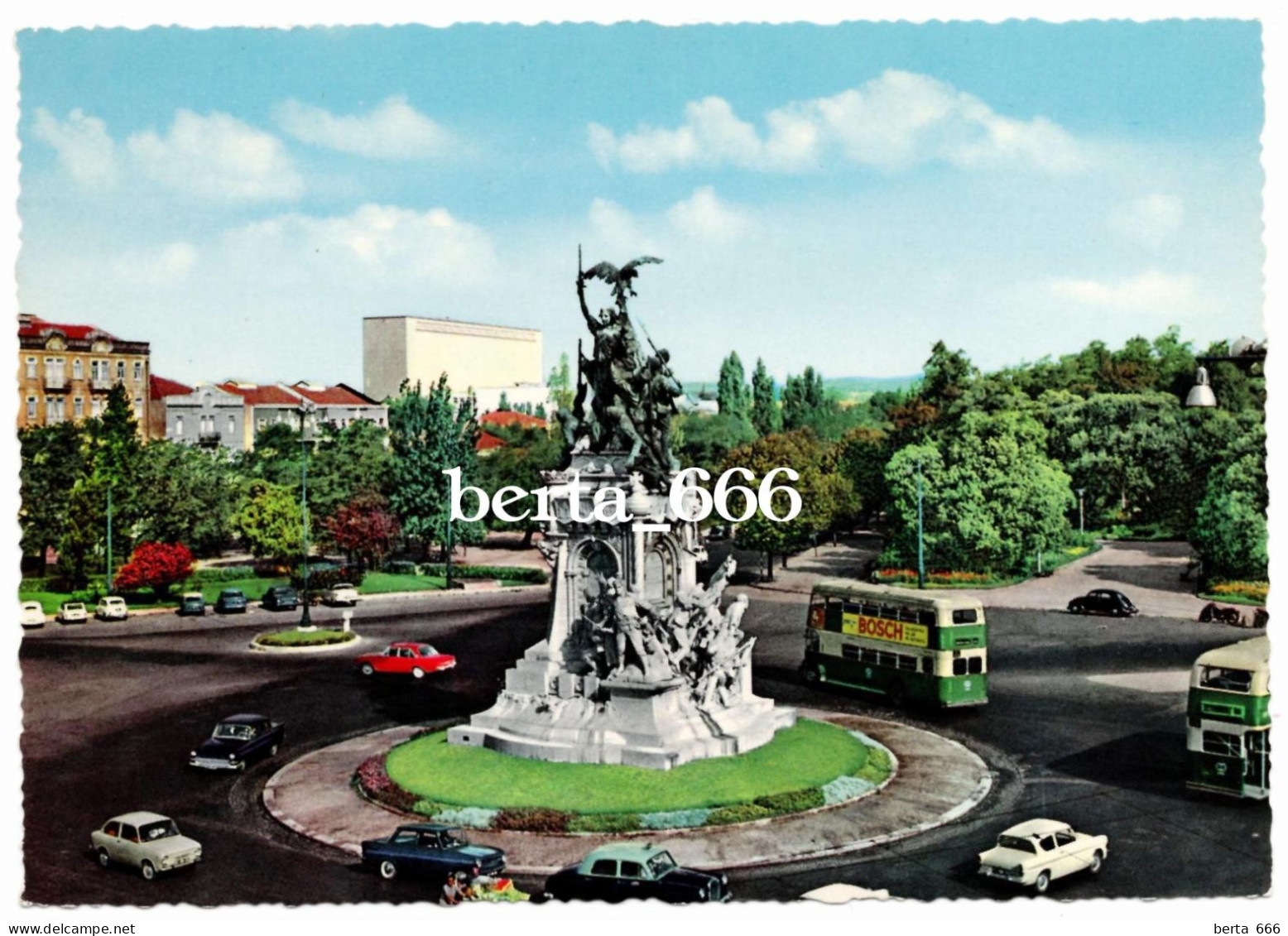 Portugal Lisboa Alvalade Memorial Da Guerra Peninsular * Lisbon Old Cars Double Deck Bus * Voitures Anciennes - Lisboa