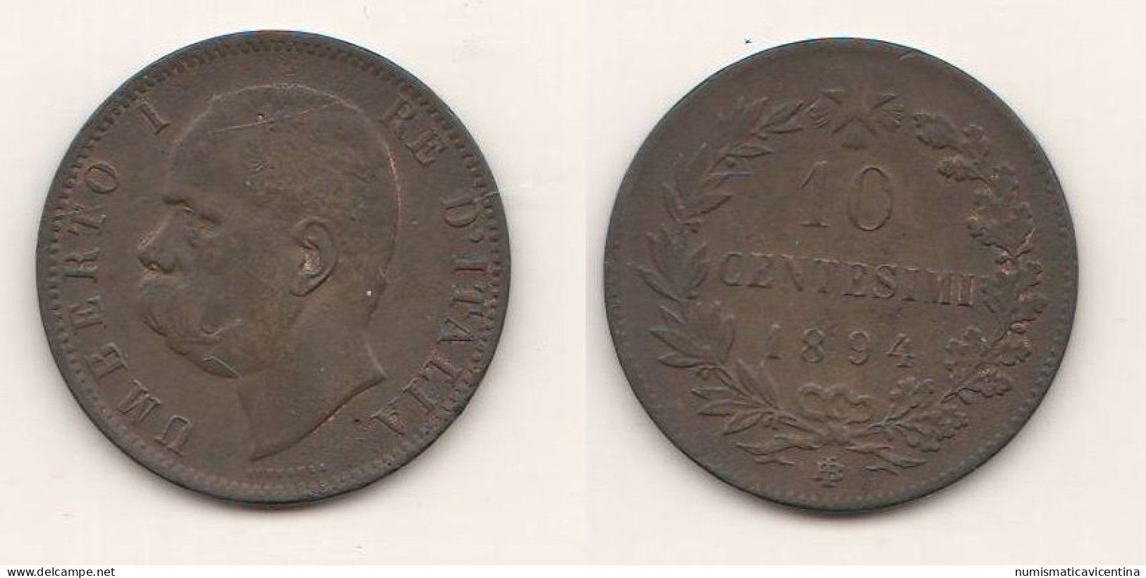 Italie 10 Centesimi Cents 1894 Italy Italia Regno Birmingan Mint Copper Coin - 1878-1900 : Umberto I.