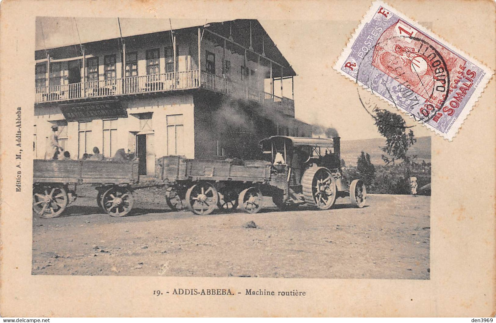Afrique - Ethiopie - ADDIS-ABBEBA (Abeba) - Machine Routière - Train Renard !? - Voyagé 1916 (2 Scans) - Ethiopia